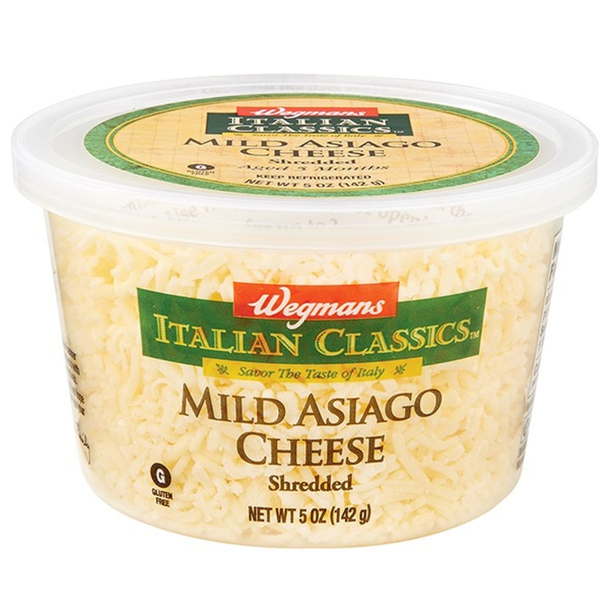 Calories in Wegmans Italian Classics Cheese, Mild Asiago, Shredded Cup