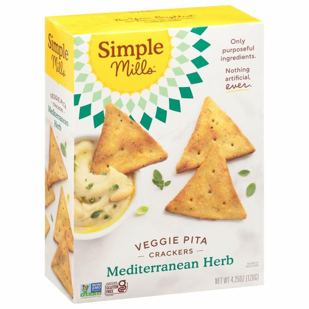 Calories in Simple Mills Crackers, Veggie Pita, Mediterranean Herb