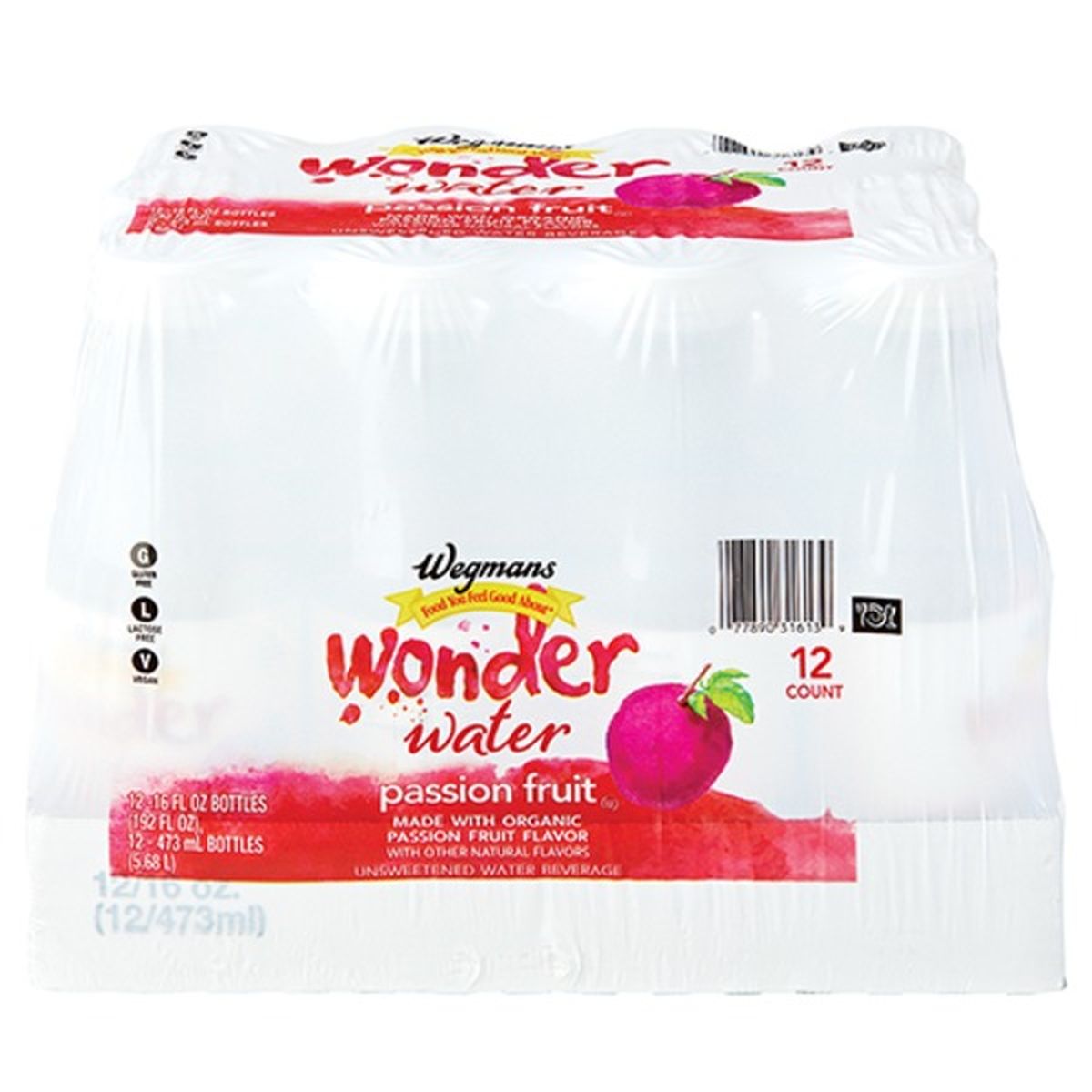 Calories in Wegmans Wonder Water Passion Fruit, 12 Pack