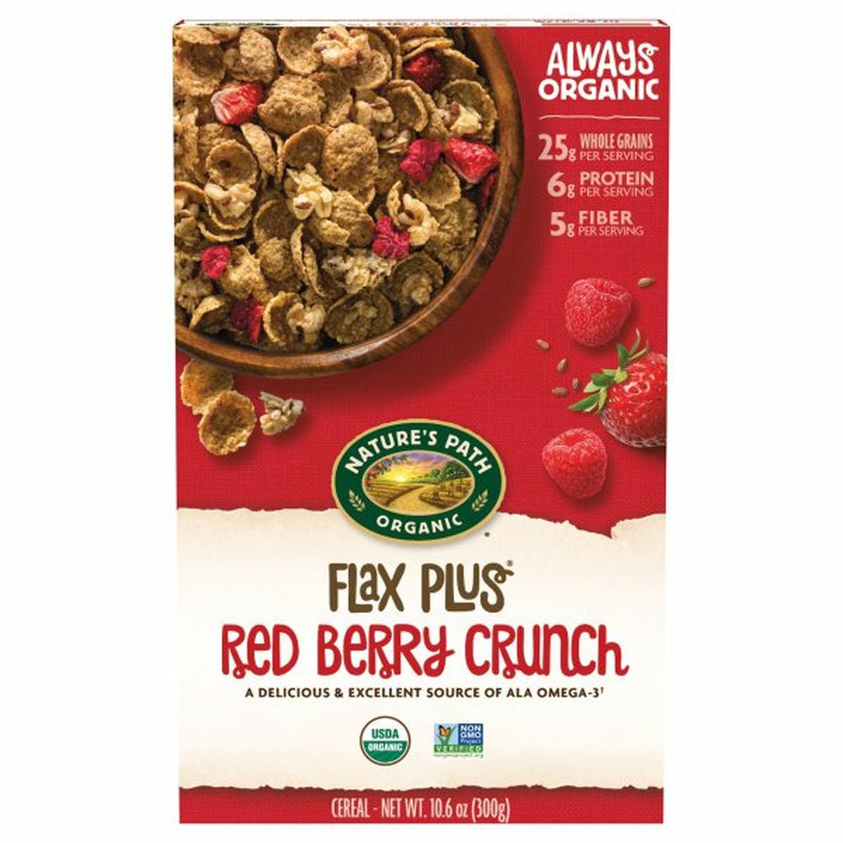Calories in Nature's Path Flax Plus Cereal, Red Berry Crunch