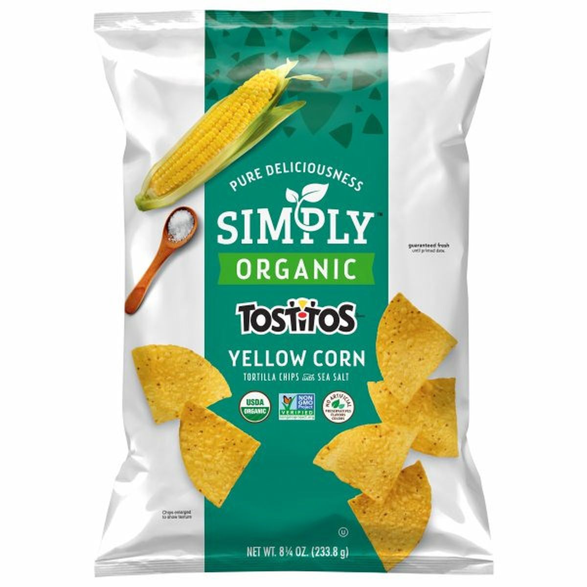 Calories in Tostitos Tortilla Chips with Sea Salt, Organic, Yellow Corn