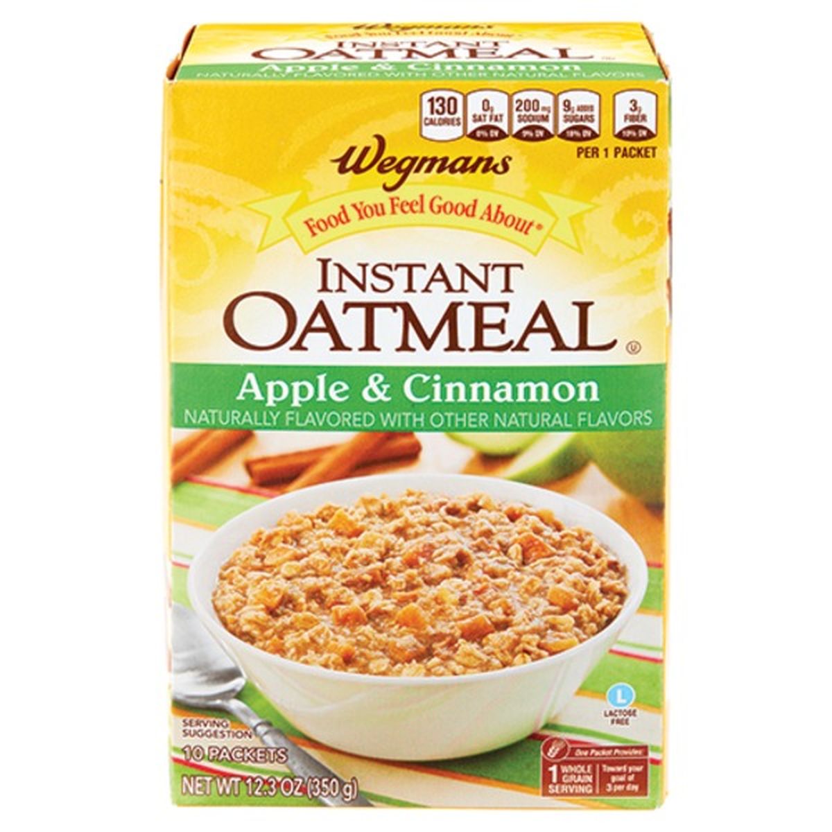 Calories in Wegmans Instant Oatmeal, Apple & Cinnamon, 10 Packets