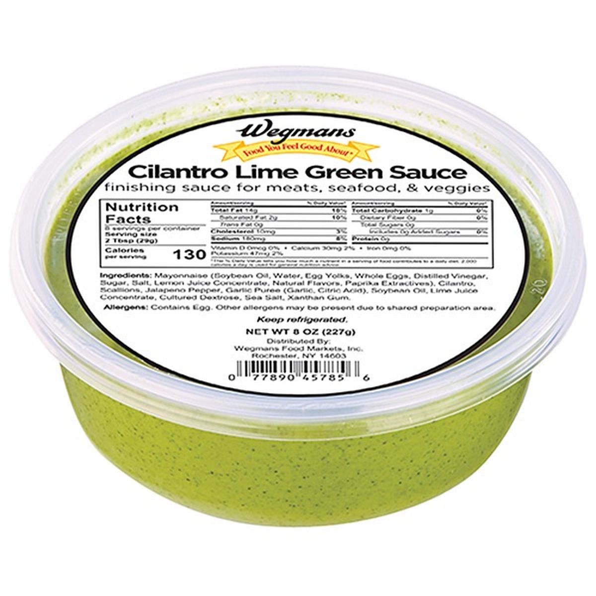 Calories in Wegmans Cilantro Lime Green Sauce