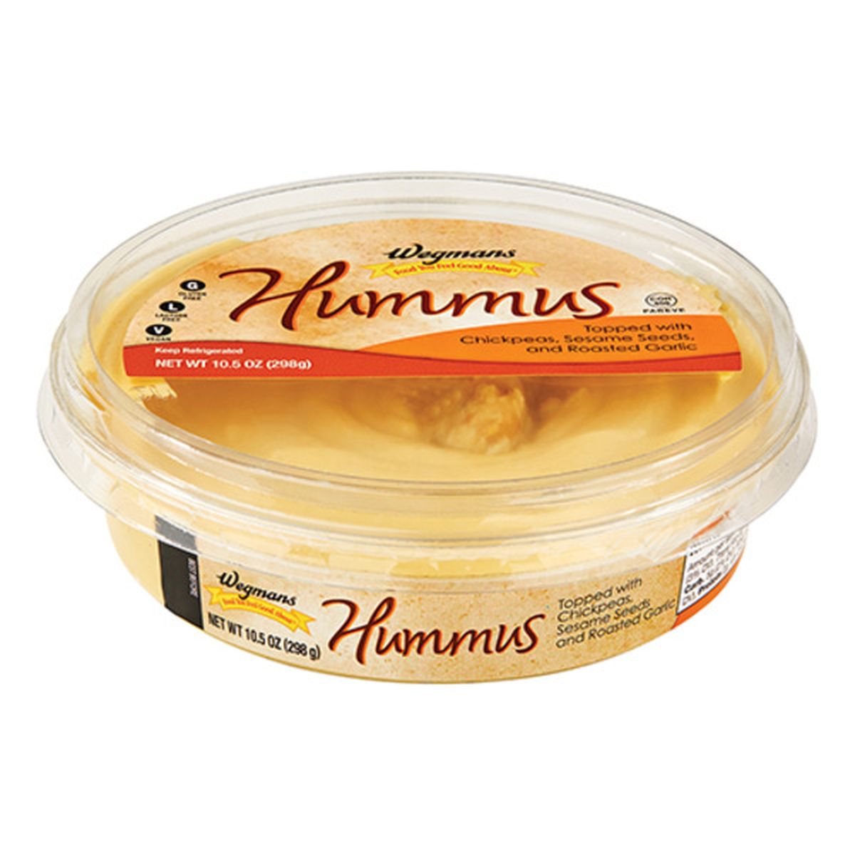 Calories in Wegmans Hummus Topped with Chickpeas, Sesame Seeds, and Roasted Garlic