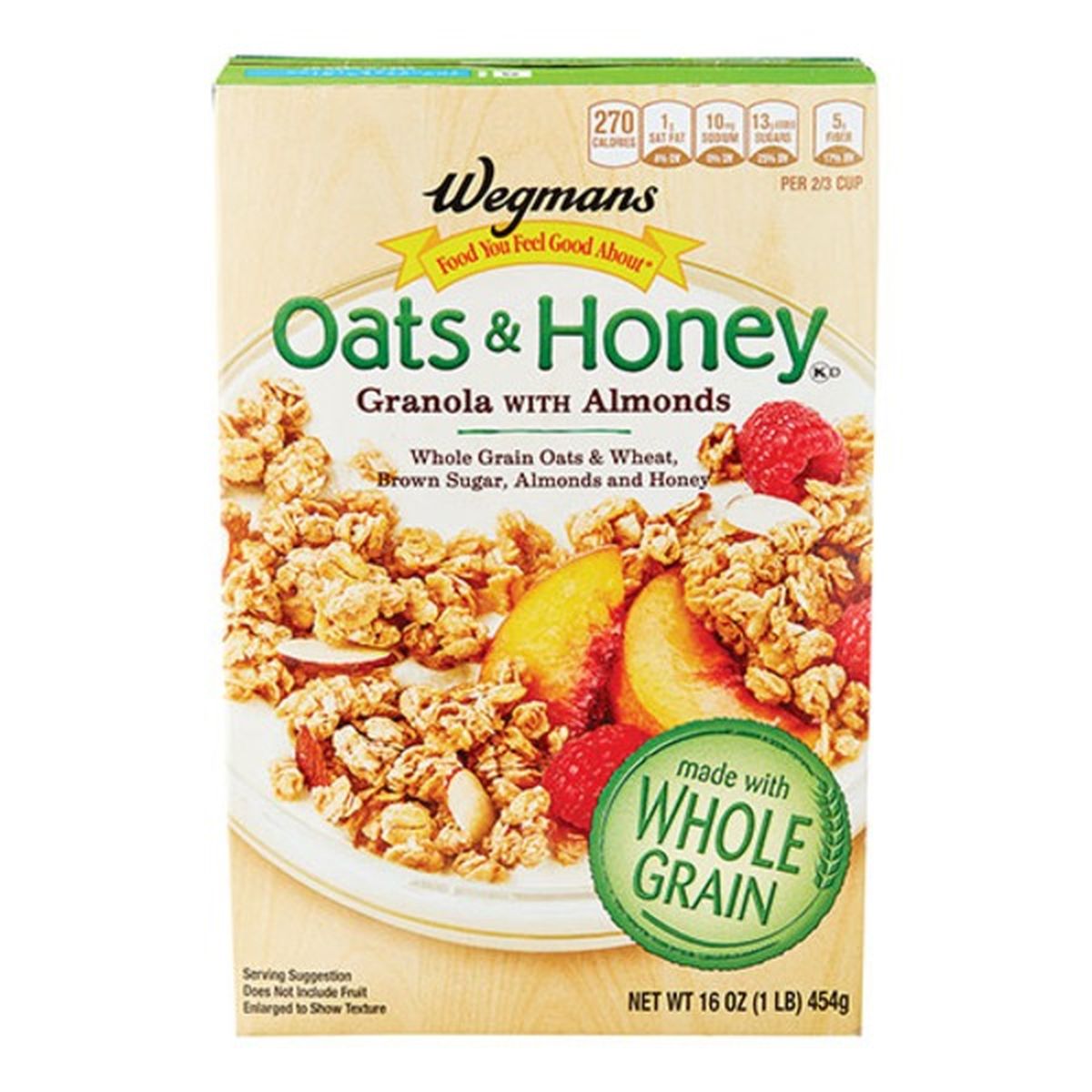Calories in Wegmans Oats & Honey Granola with Almonds Cereal