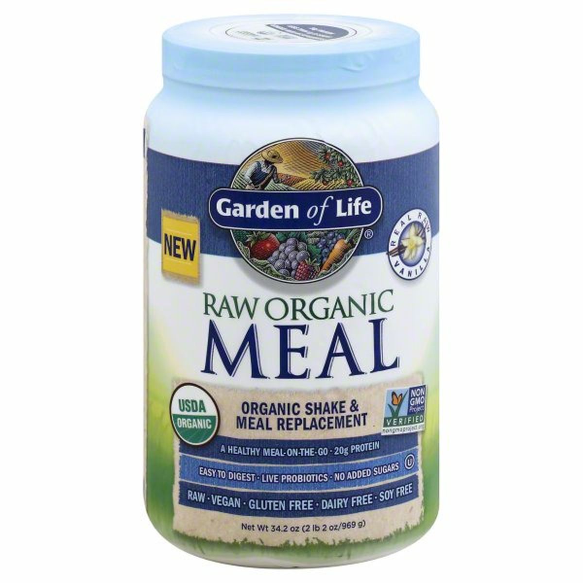 Calories in Garden of Life Raw Organic Meal Shake & Meal Replacement, Real Raw Vanilla