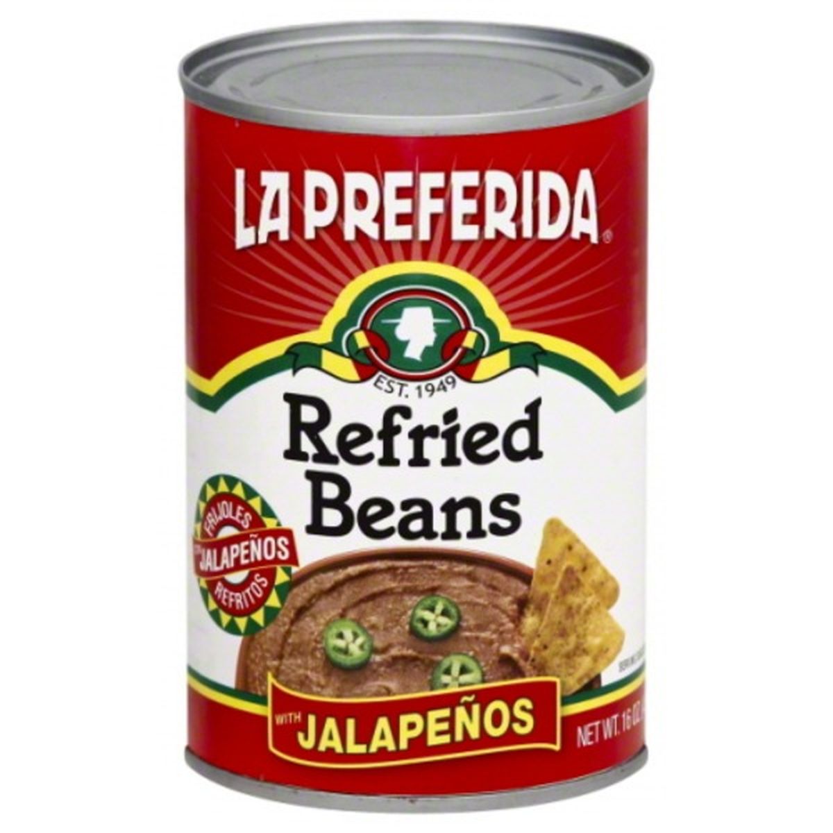 Calories in La Preferida Refried Beans, with Jalapenos