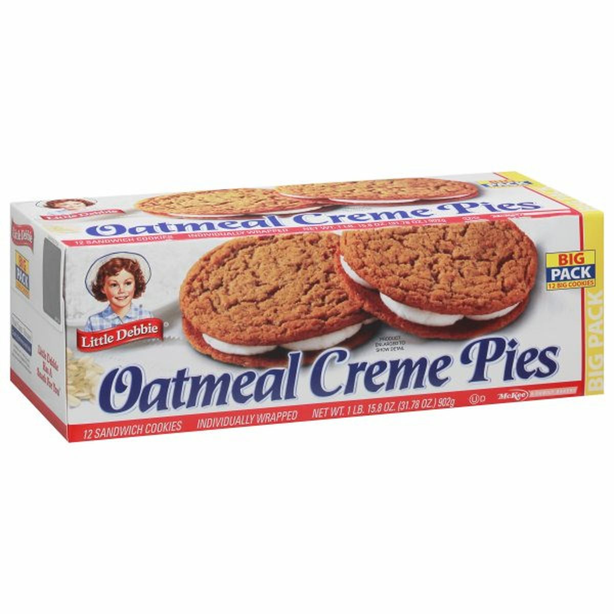 Calories in Little Debbie Sandwich Cookies, Oatmeal Creme Pies, Big Pack