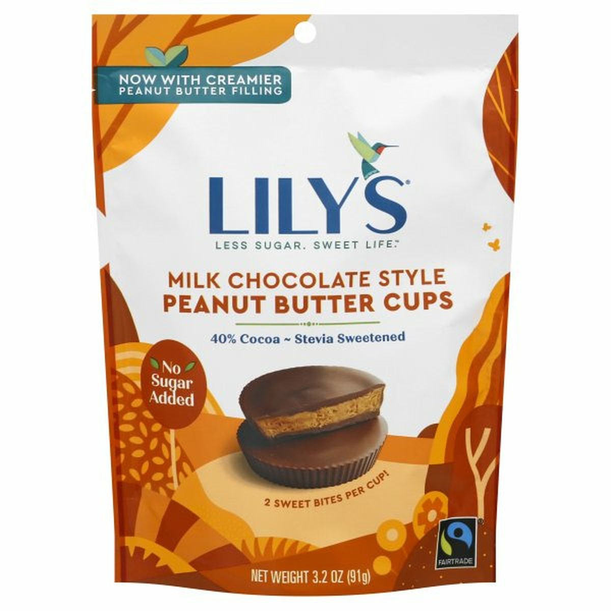 Calories in Lily's Peanut Butter Cups, Milk Chocolate Style, 40% Cocoa