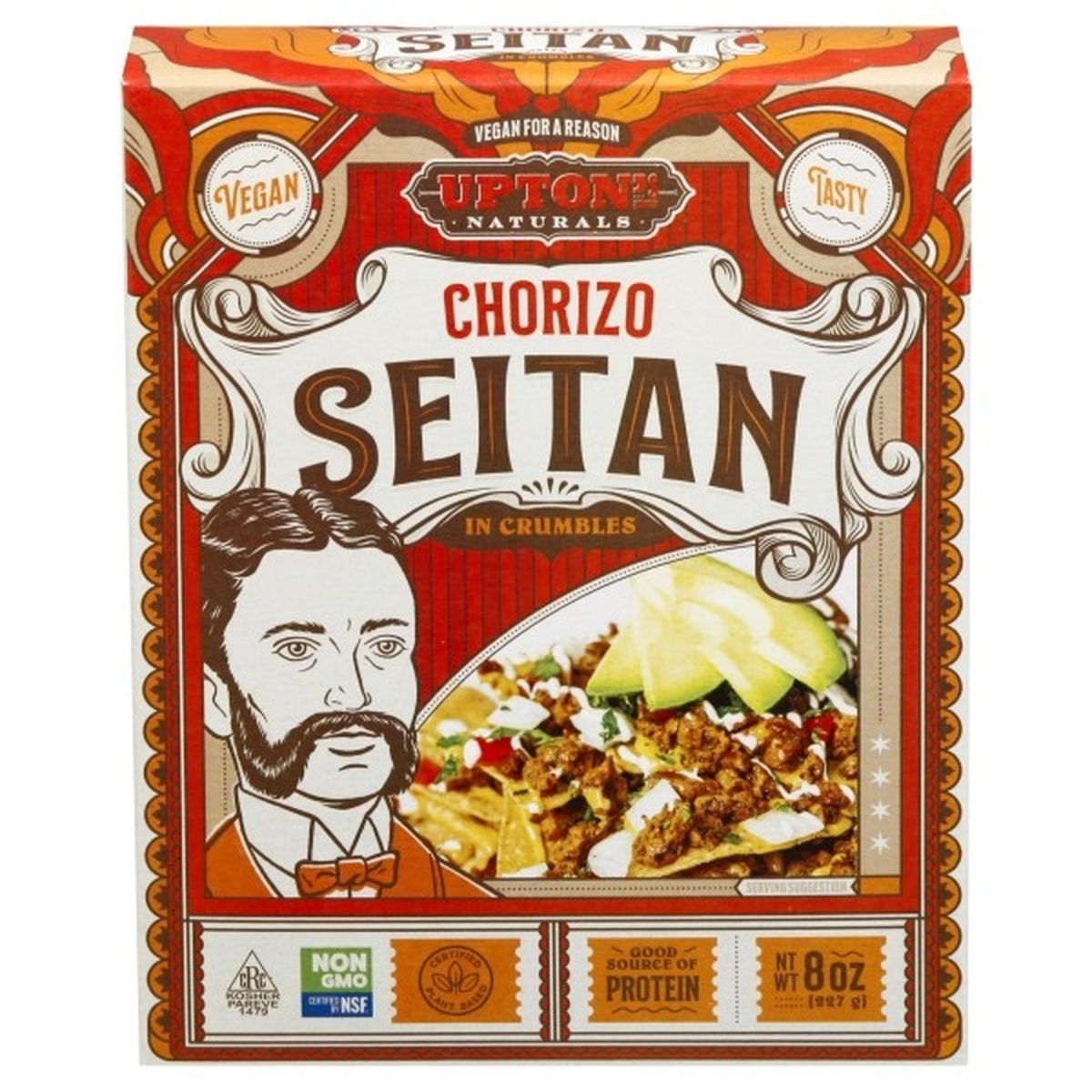 Calories in Upton's Naturals Seitan, in Crumbles, Chorizo