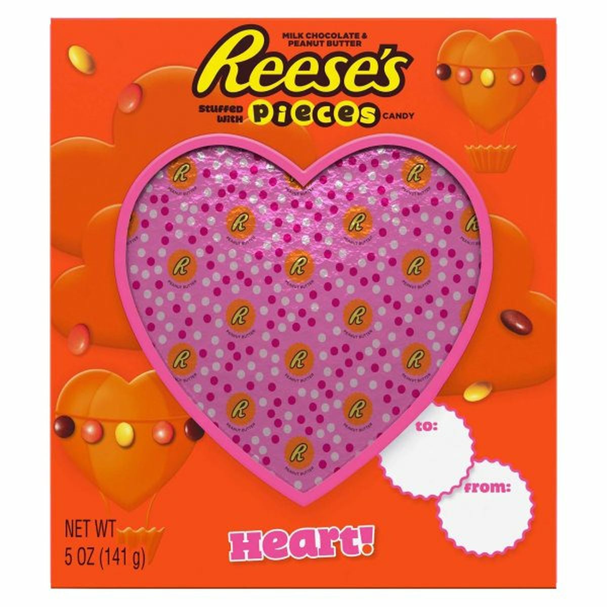 Calories in Reese's Pieces Milk Chocolate & Peanut Butter, Heart