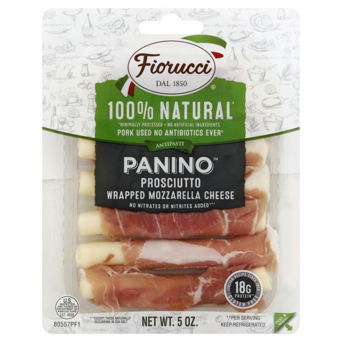 Calories in Fiorucci Panino Cheese, Mozzarella, Prosciutto Wrapped