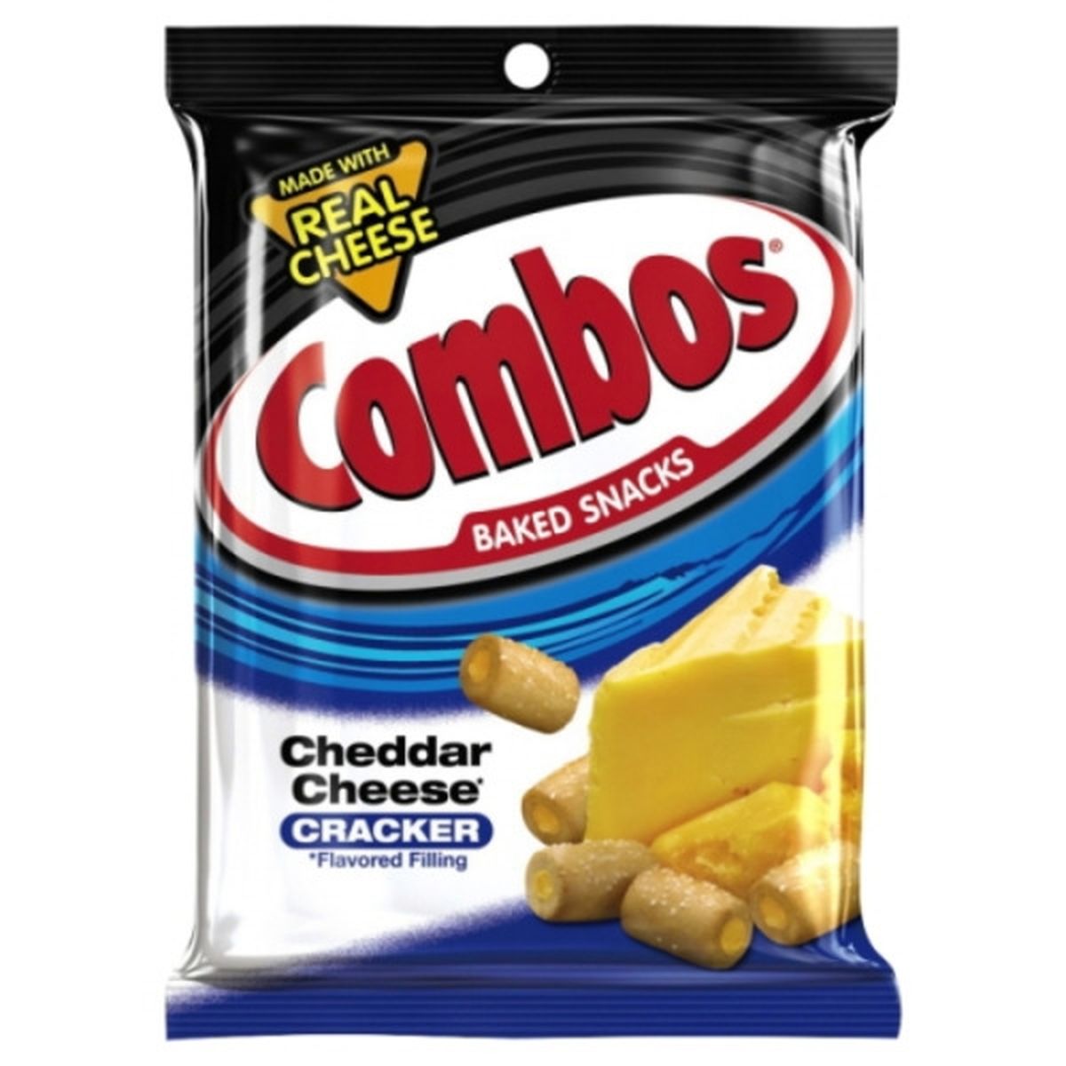 Calories in Combos Baked Snacks, Cheddar Cheese Cracker Flavored Filling