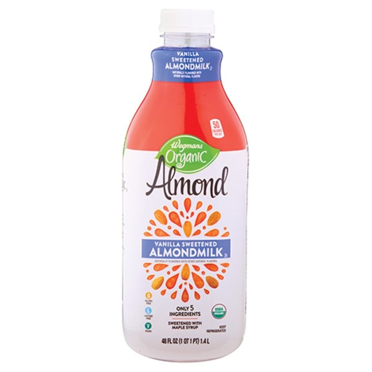 Calories in Wegmans Organic Almondmilk, Vanilla Sweetened