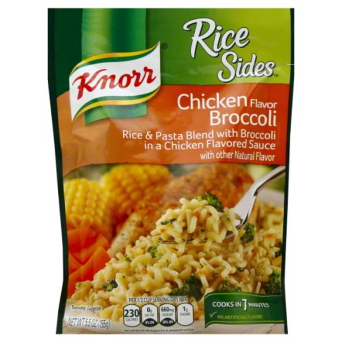Calories in Knorr Rice Sides Rice & Pasta Blend, Chicken Flavor Broccoli