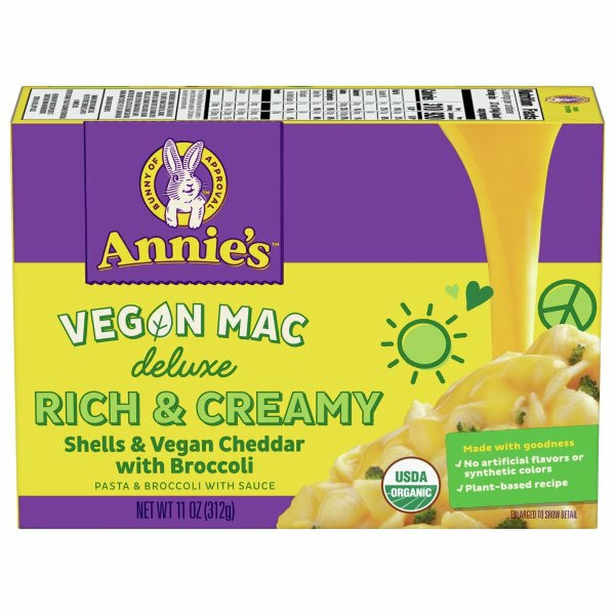 Calories in Annie's Pasta & Broccoli with Sauce, Vegan Mac, Rich & Creamy, Deluxe