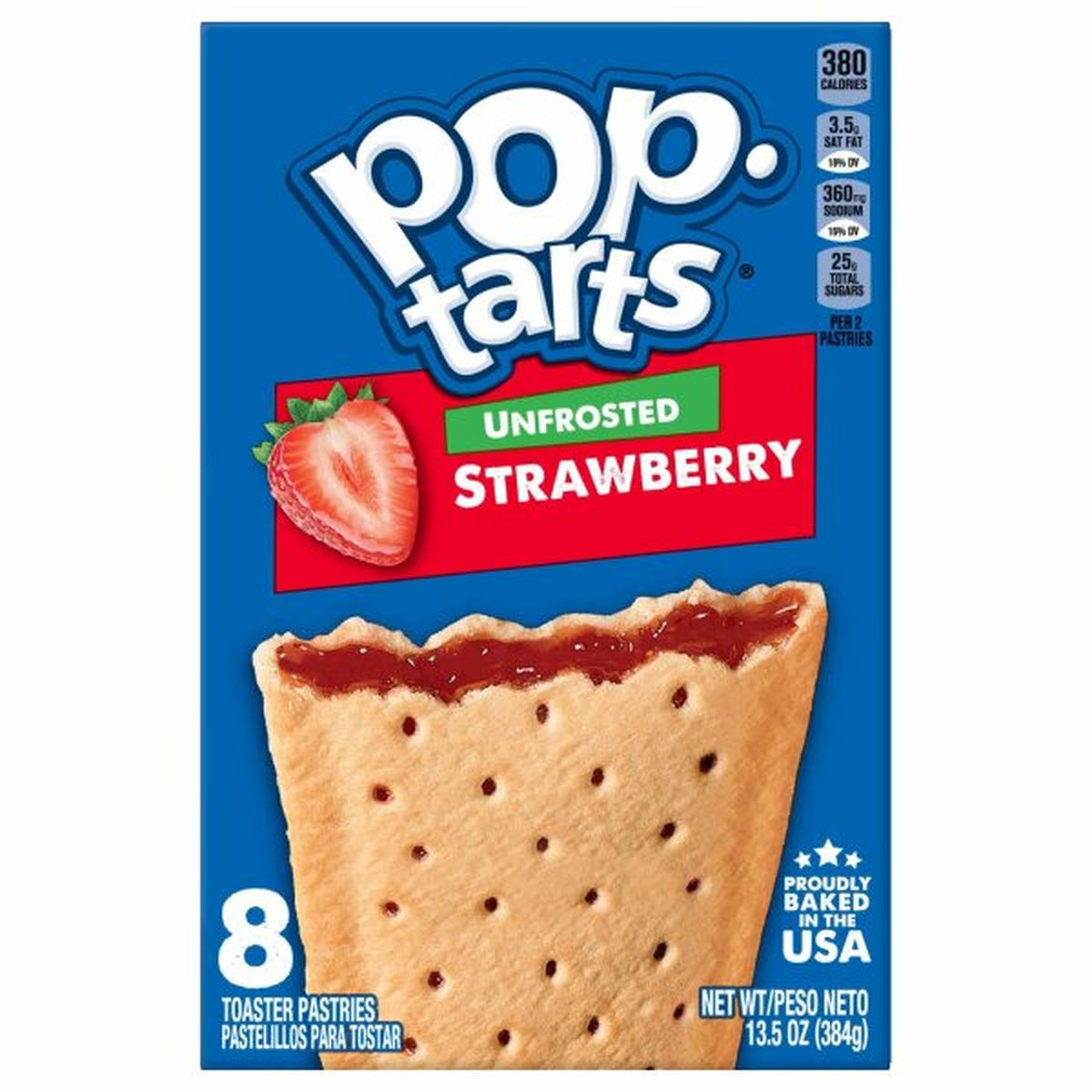Calories in Kellogg's Pop-Tarts Toaster Pastries, Unfrosted, Strawberry
