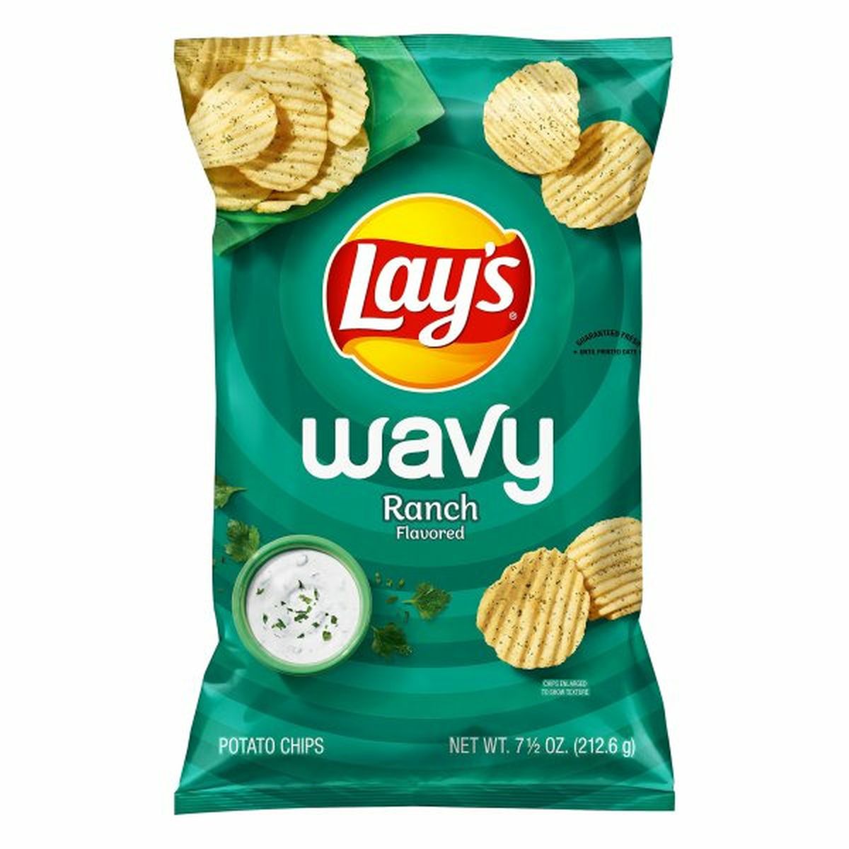 Calories in Lay's Potato Chips, Ranch Flavored, Wavy