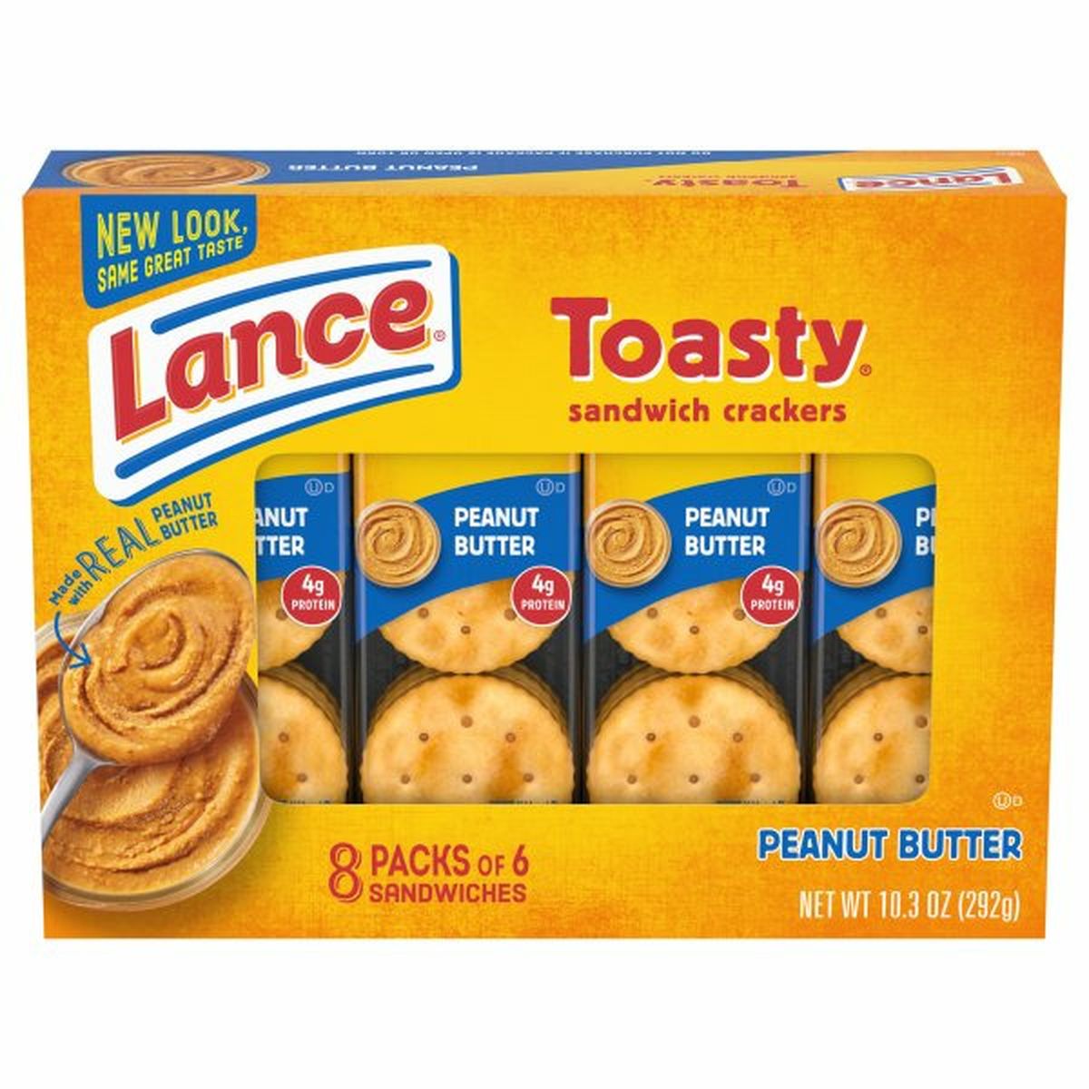 Calories in Lances Toasty Sandwich Crackers, Peanut Butter, 8 Packs