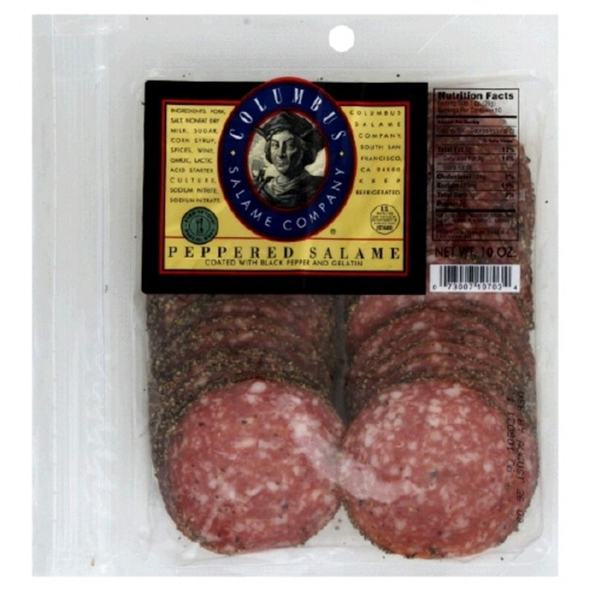 Calories in Columbus Salame Company Peppered Salame