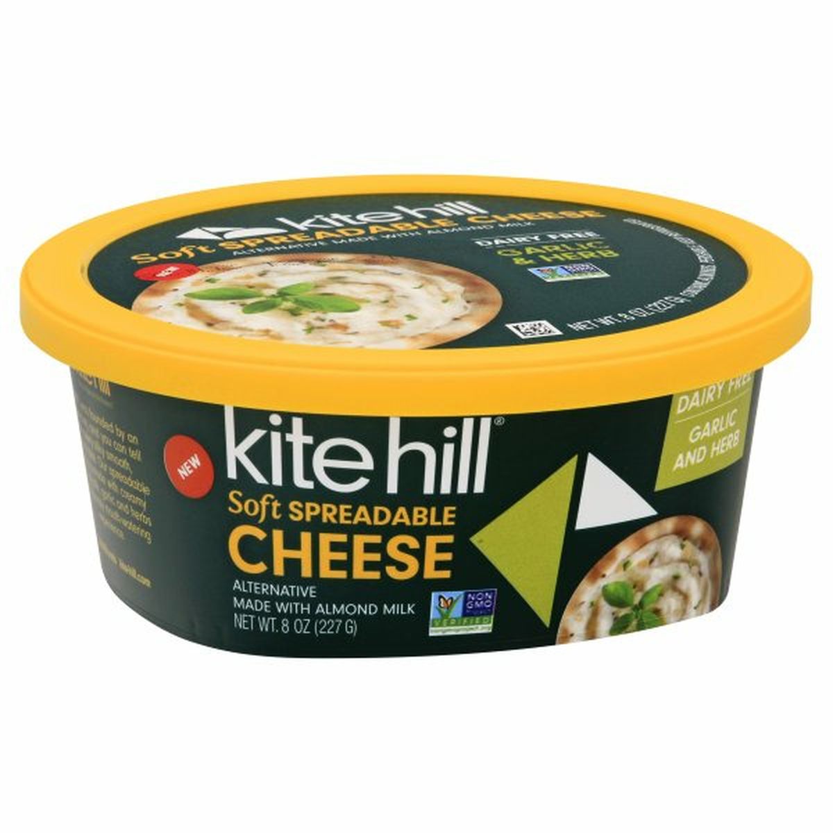Calories in Kite Hill Cheese, Soft, Spreadable, Garlic & Herb, Dairy Free