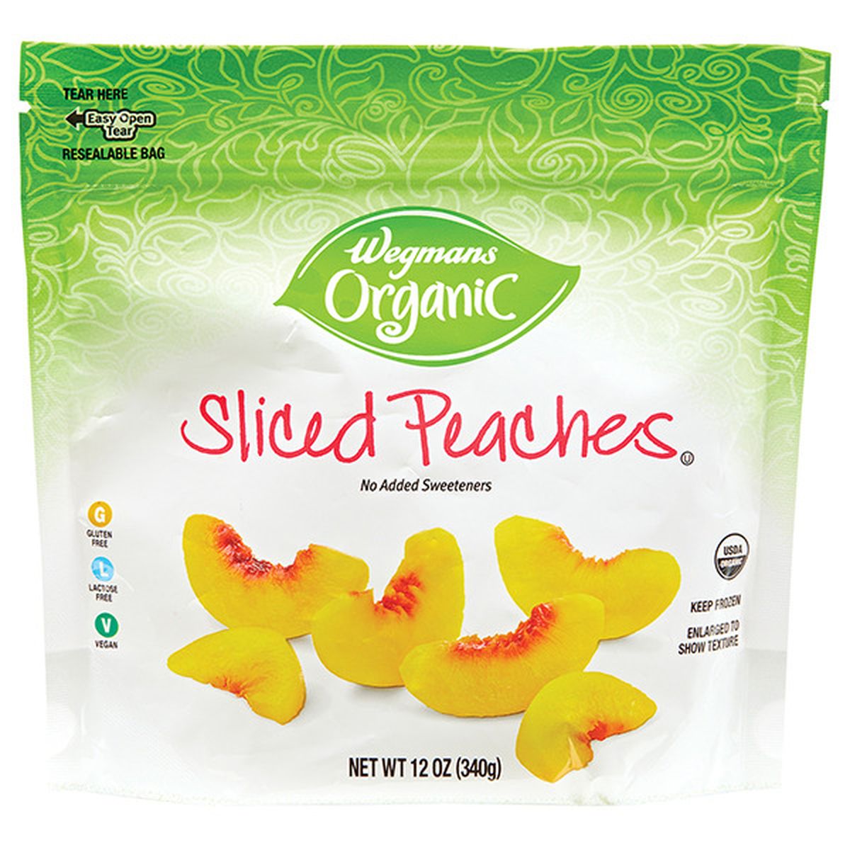 Calories in Wegmans Organic Frozen Sliced Peaches