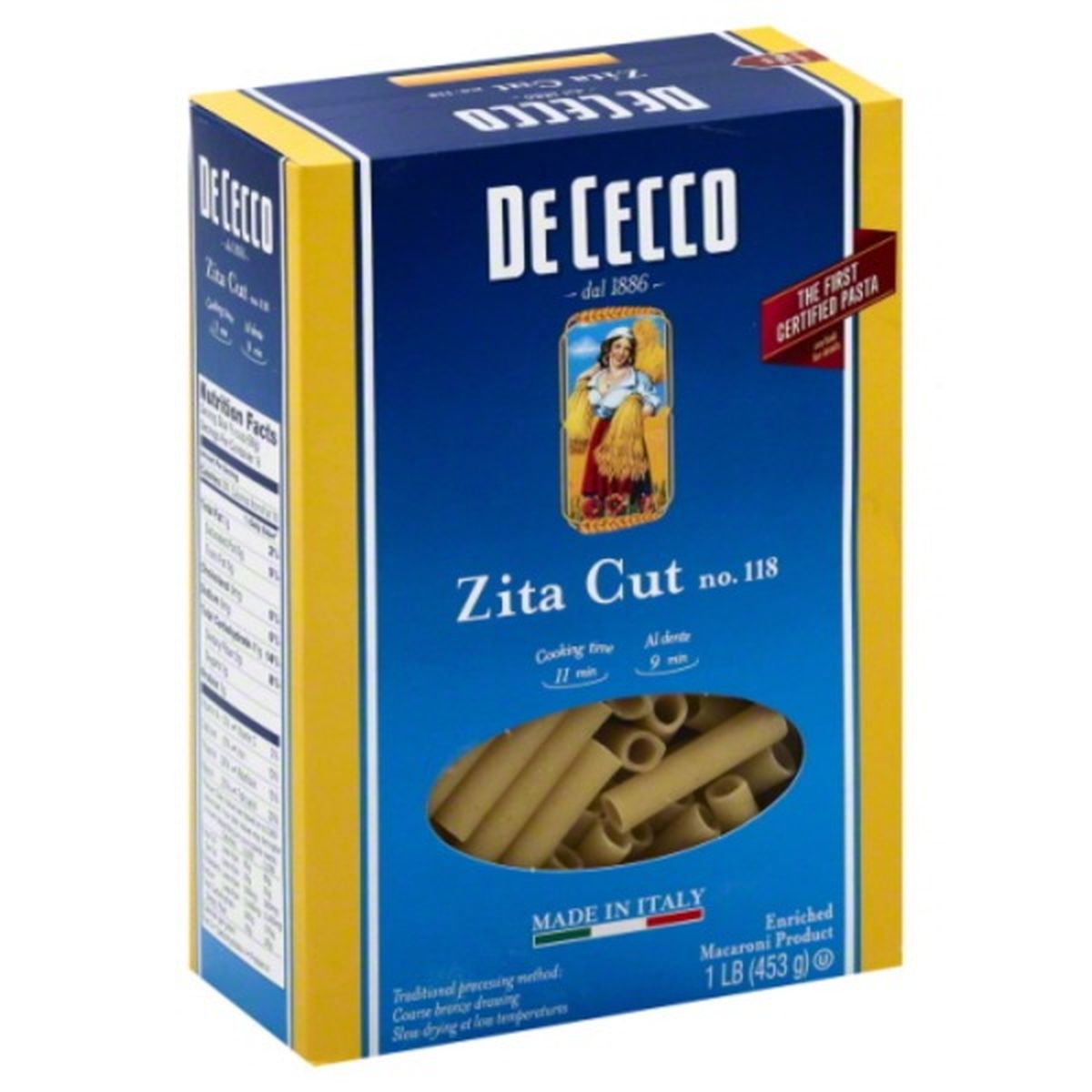 Calories in De Cecco Zita Cut, No. 118
