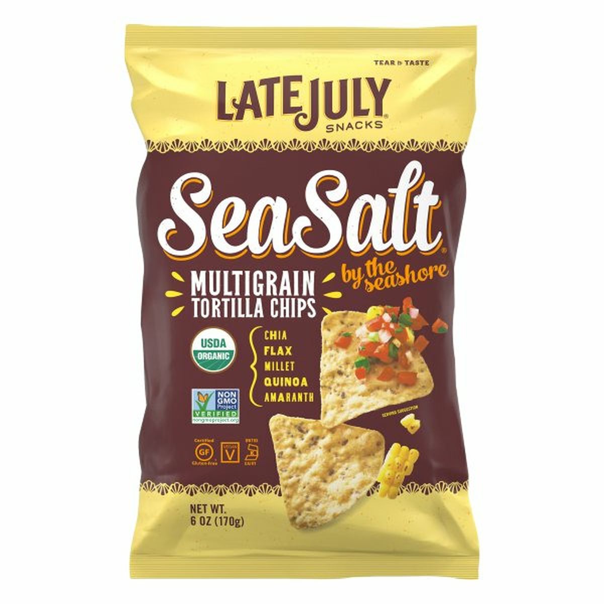 Calories in LATE JULYs Snacks Multigrain Tortilla Chips, Multigrain, Sea Salt by the Seashore