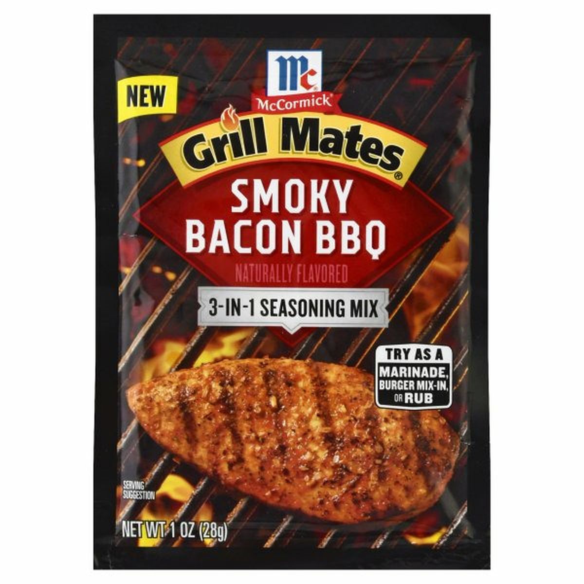 Calories in McCormicks Grill Matess Grill Mates Seasoning Mix, Smoky Bacon BBQ, 3-in-1
