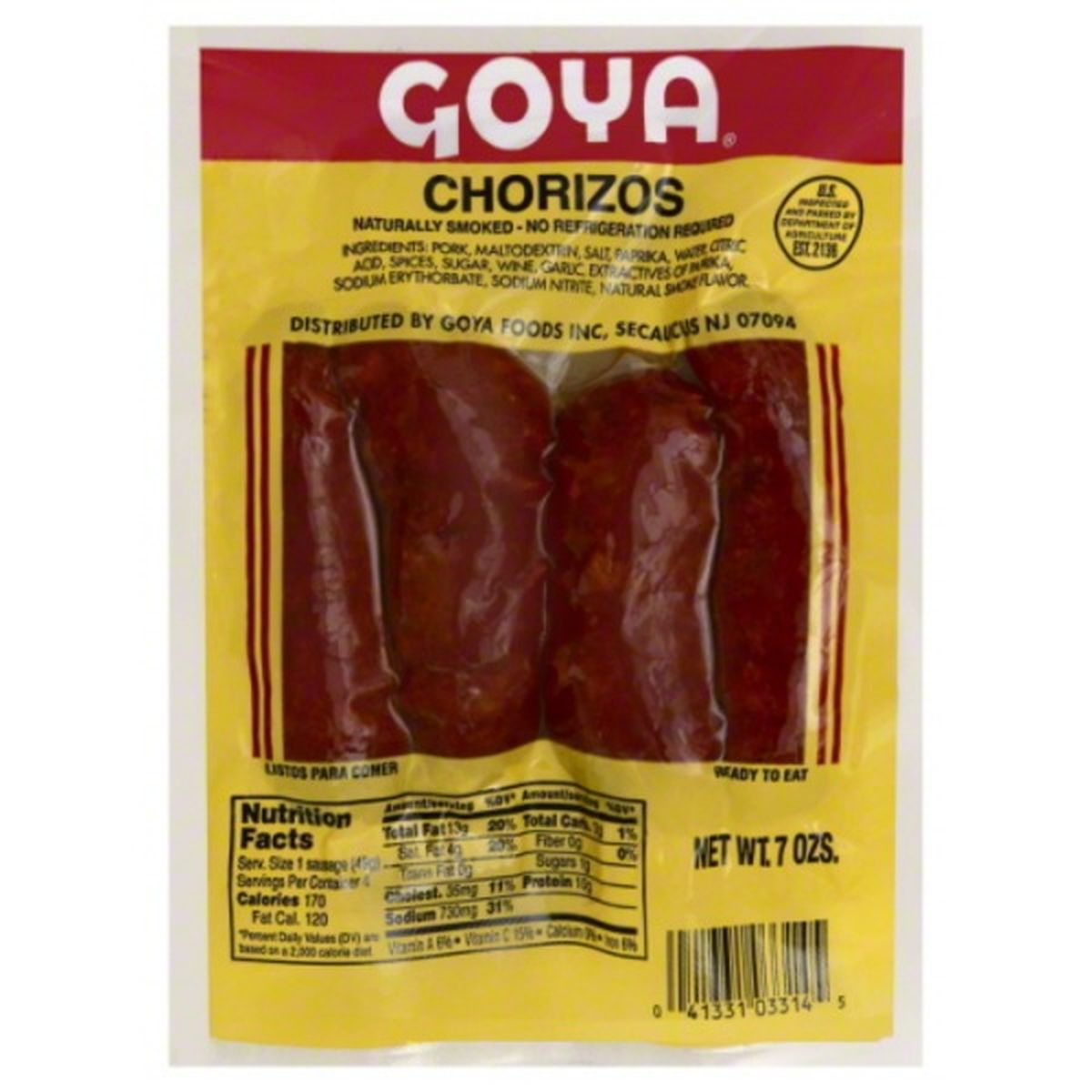 Calories in Goya Chorizos
