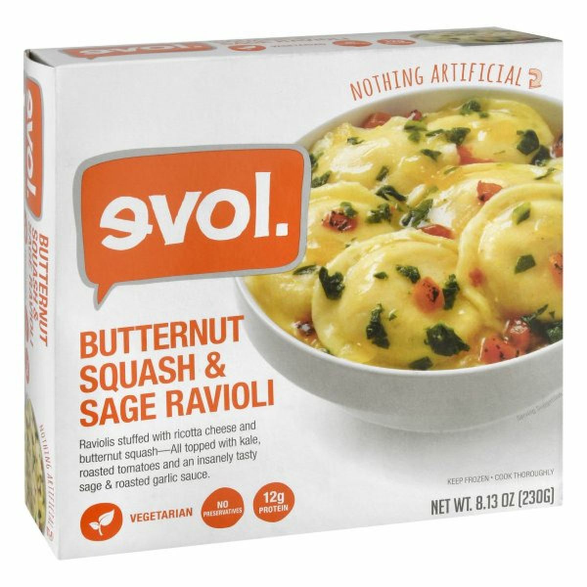 Calories in Evol Butternut Squash & Sage Ravioli