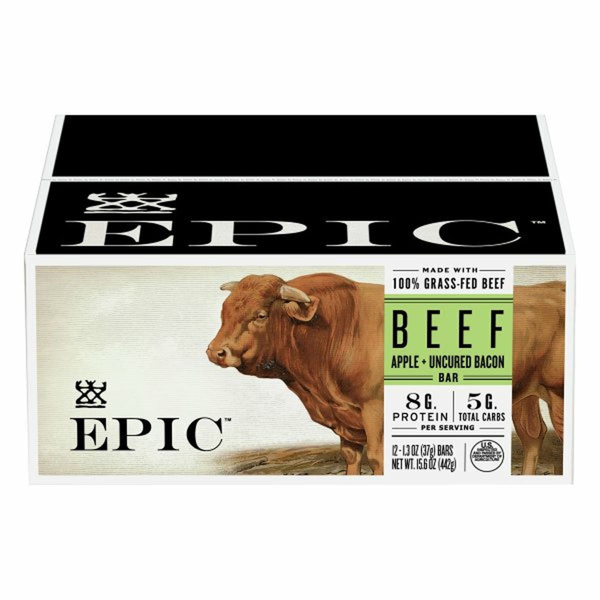 Calories in Epic Beef Beef Bars, Apple+Uncured Bacon