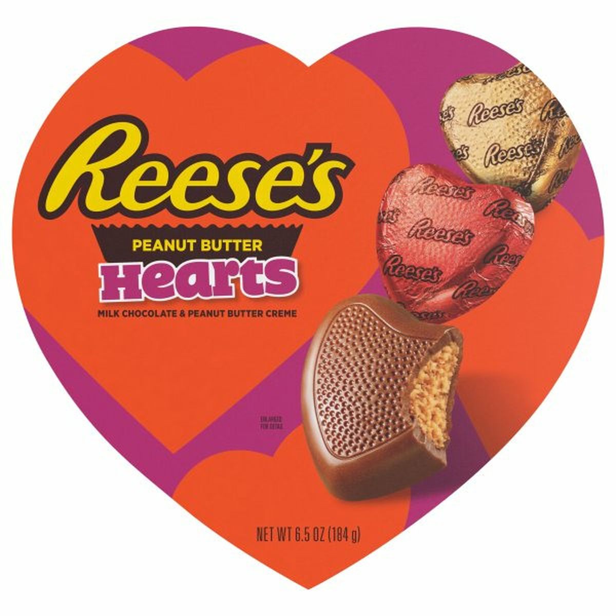 Calories in Reese's Milk Chocolate, Peanut Butter Creme, Hearts