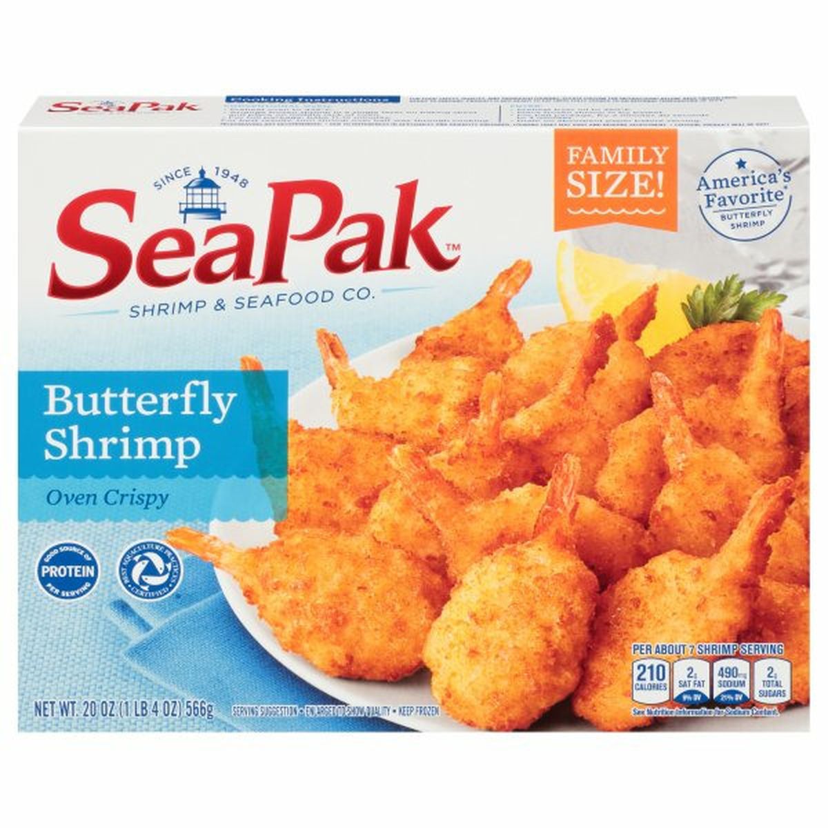 Calories in SeaPak Shrimp, Butterfly, Family Size