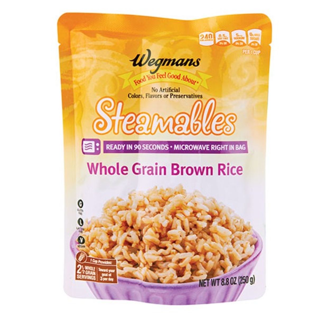 Calories in Wegmans Instant Whole Grain Brown Rice Steamables
