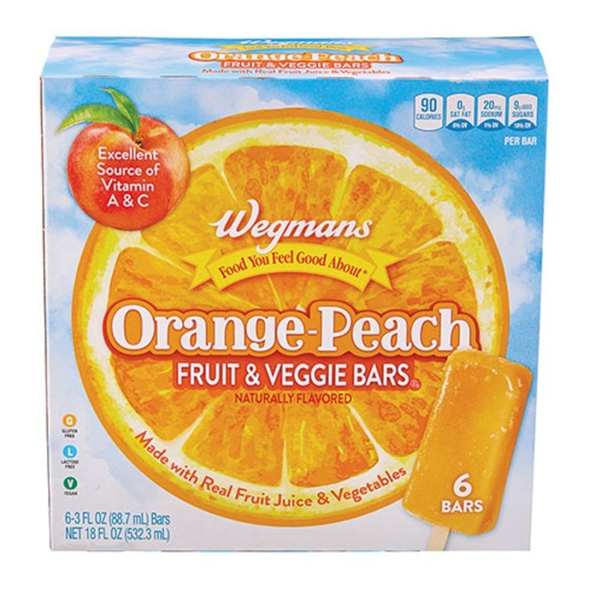 Calories in Wegmans Orange Peach Fruit & Veggie Bars