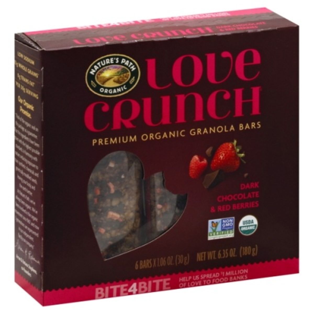 Calories in Natureâ€™s Path Love Crunch Granola Bars, Dark Chocolate & Red Berries, Premium, Organic