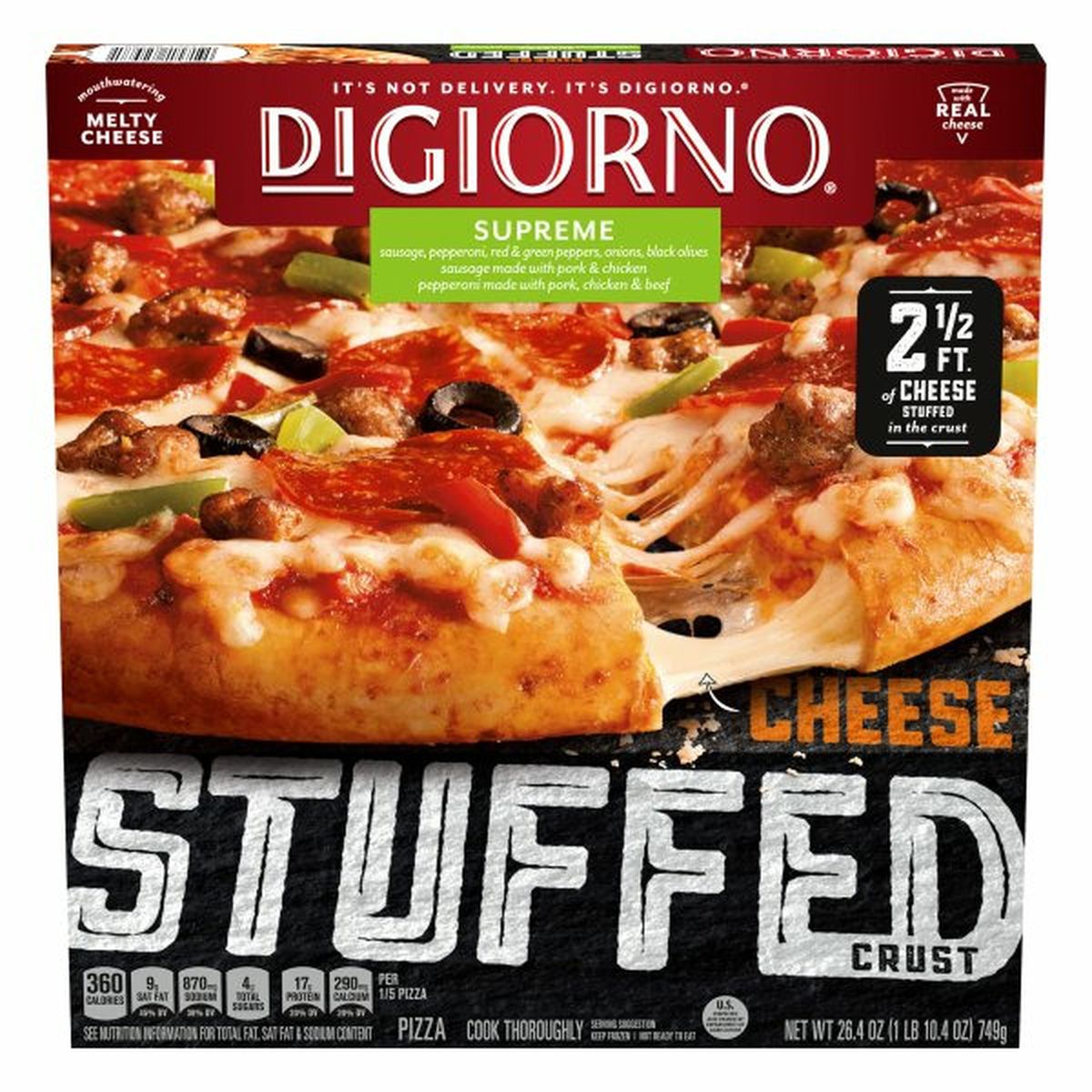 Calories in DiGiorno Pizza, Cheese Stuffed Crust, Supreme