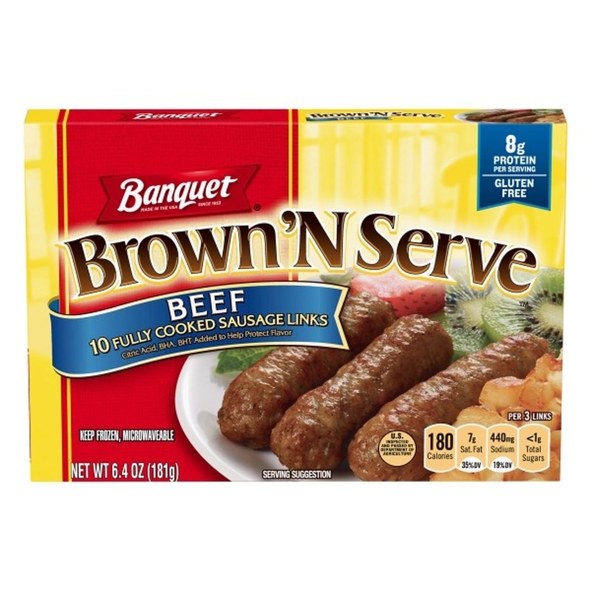 Calories in Banquet Brown N Serve Sausage Links, Beef