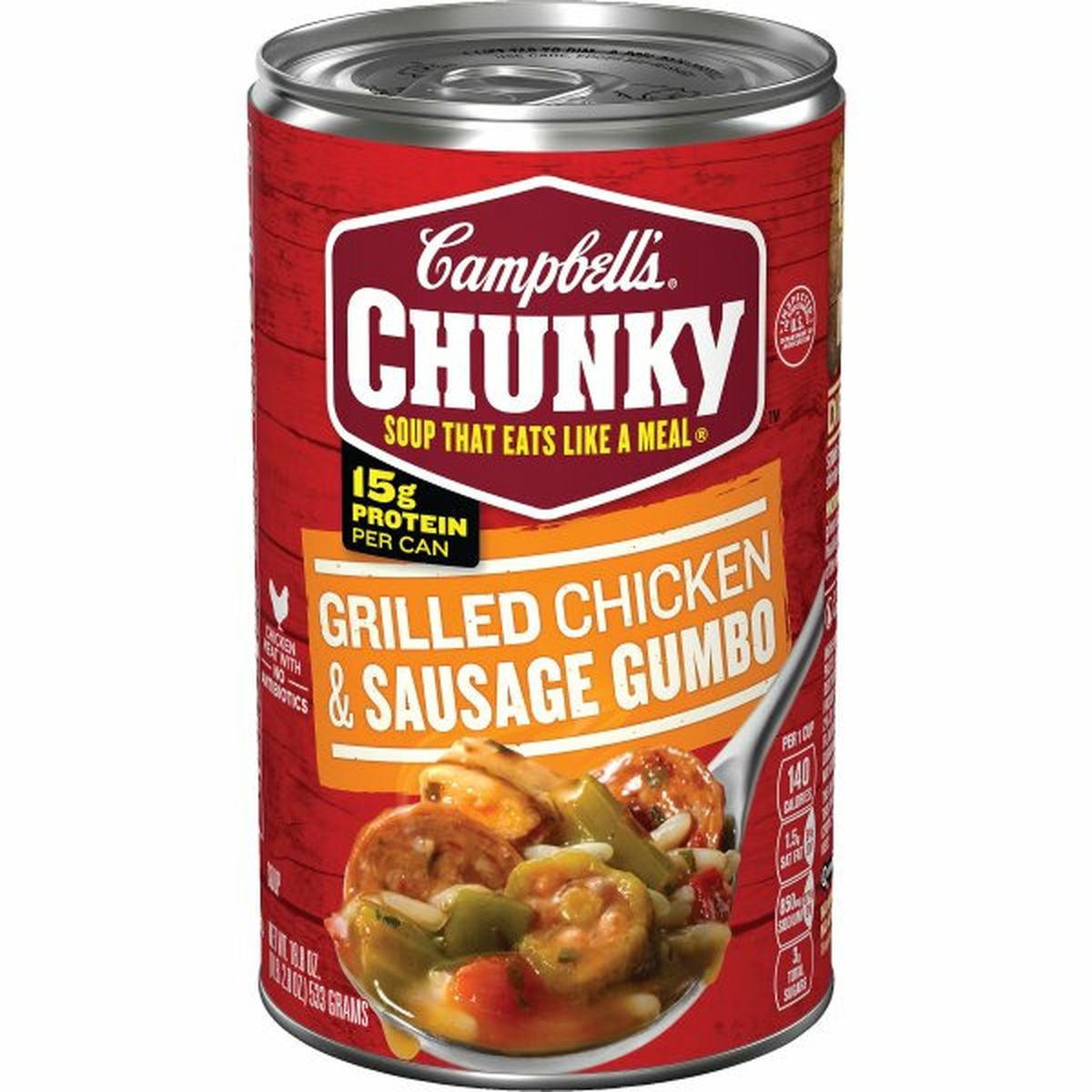 Calories in Campbell'ss Chunkys Chunky Grilled Chicken & Sausage Gumbo