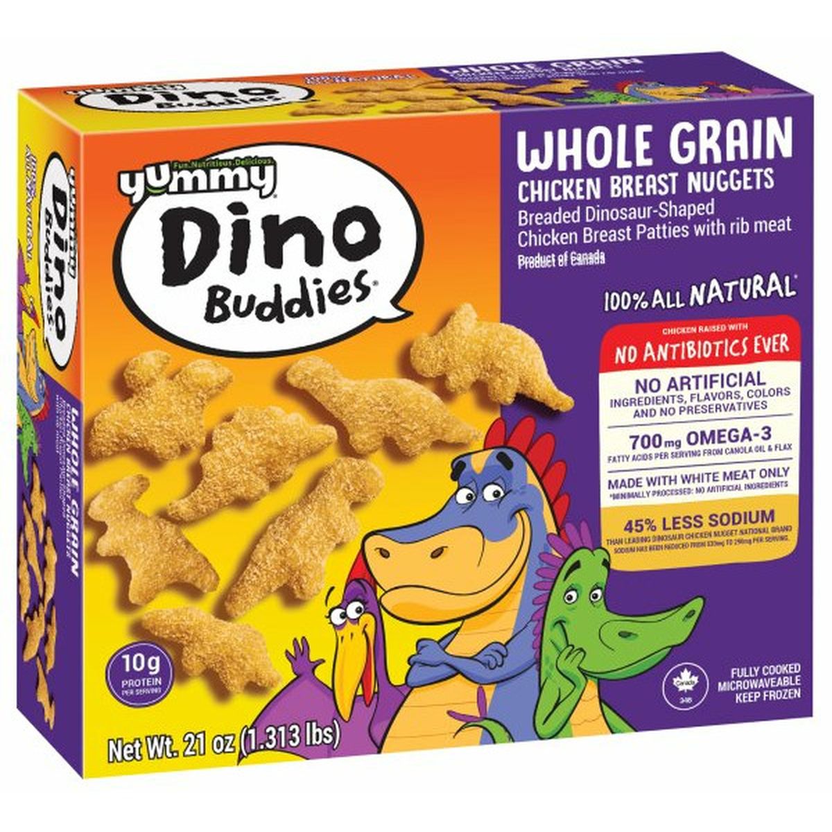 Calories in Yummy Dino Buddies Breaded Dinosaur-Shaped Chicken Breast Nuggets