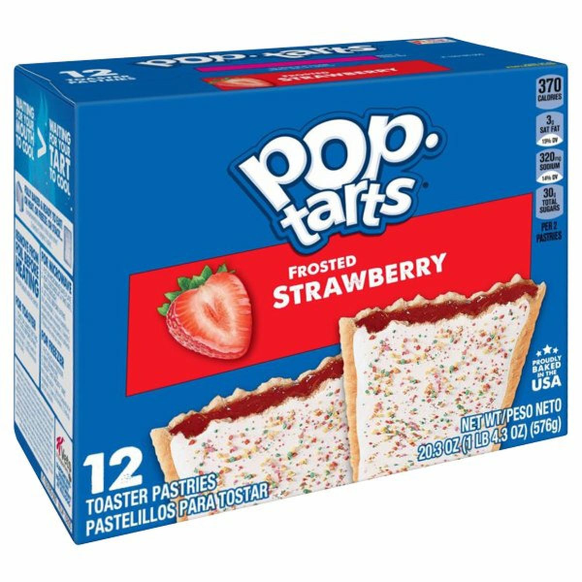 Calories in Kellogg's Pop-Tarts Toaster Pastries Breakfast Toaster Pastries, Frosted Strawberry, Proudly Baked in the USA
