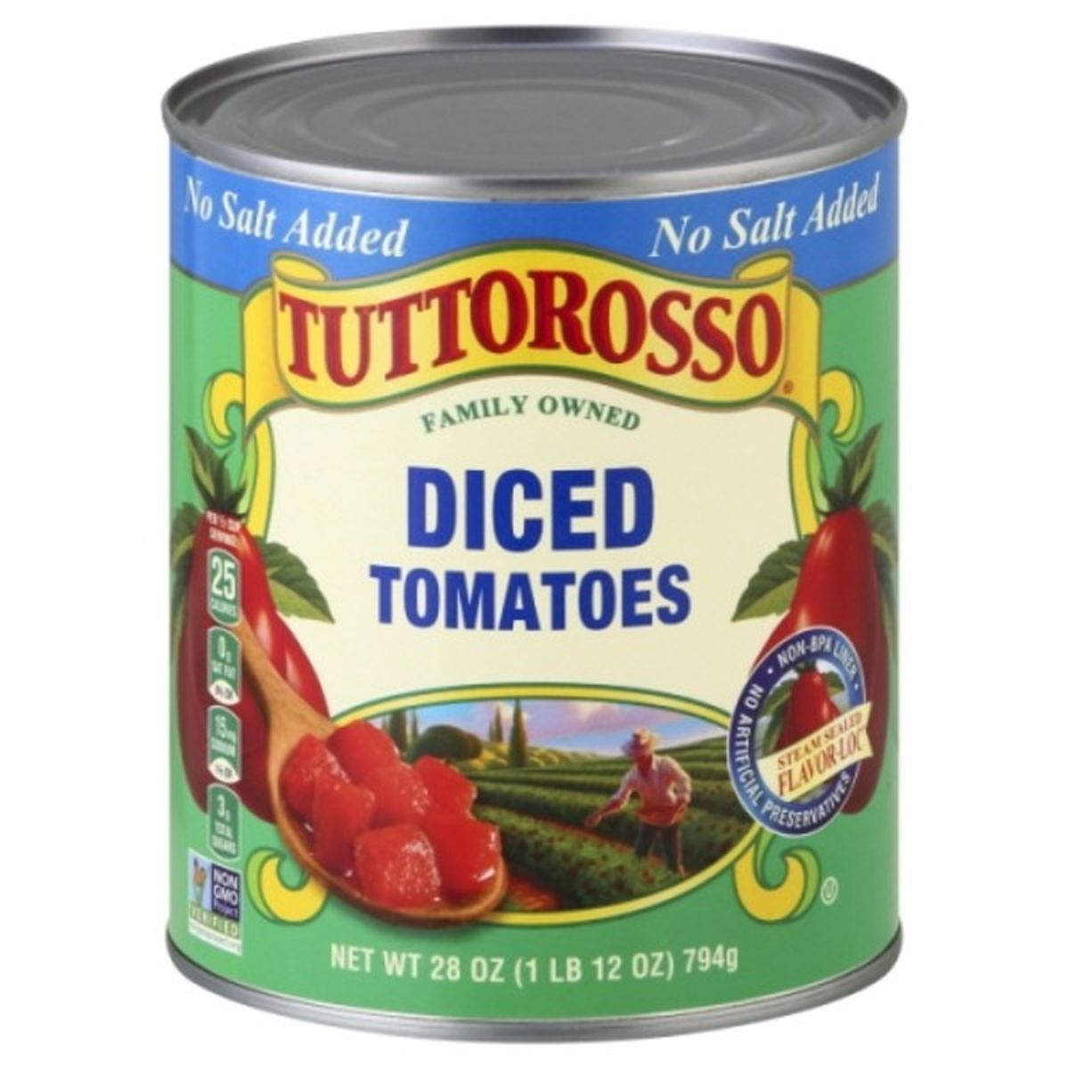 Calories in Tuttorosso Tomatoes Tomatoes, No Salt Added, Diced