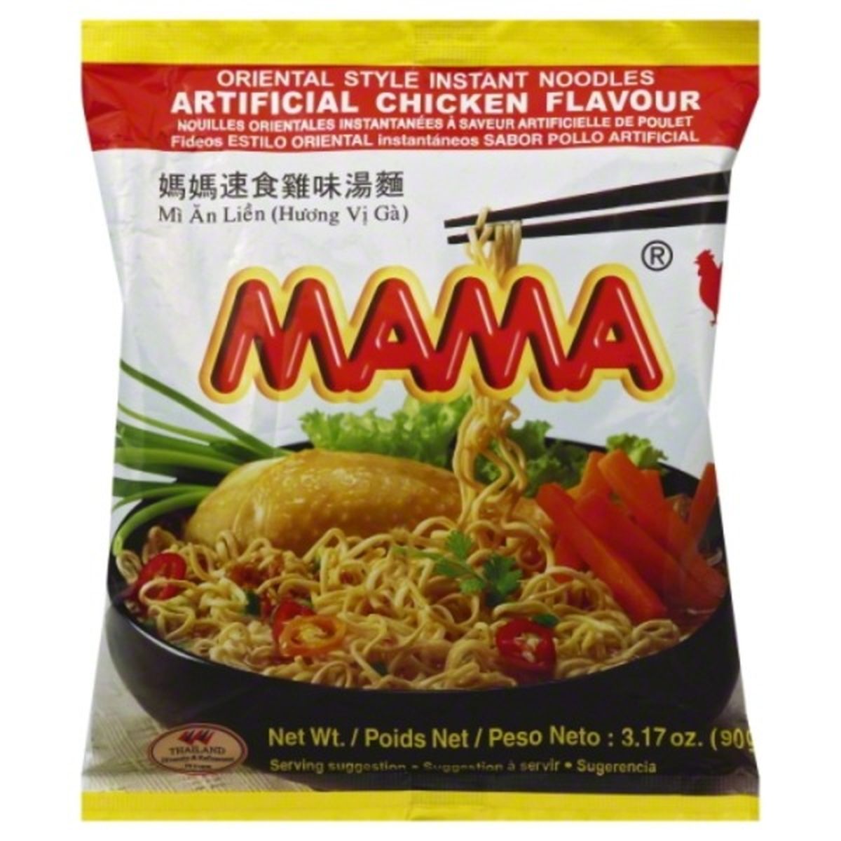 Calories in Mama Instant Noodles, Oriental Style, Aritifical Chicken Flavour