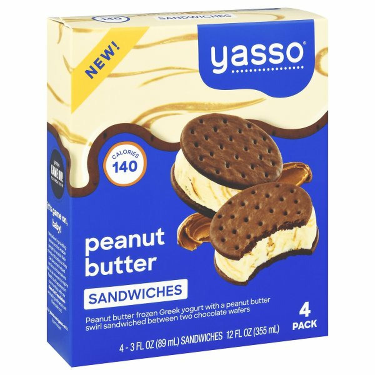Calories in Yasso Sandwiches, Peanut Butter, 4 Pack