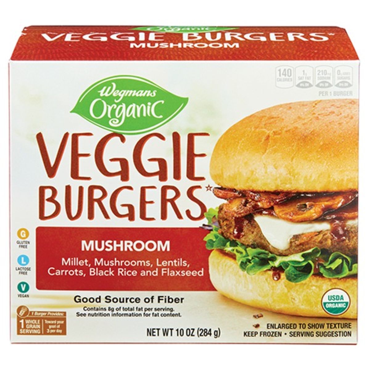 Calories in Wegmans Organic Veggie Burgers, Mushroom