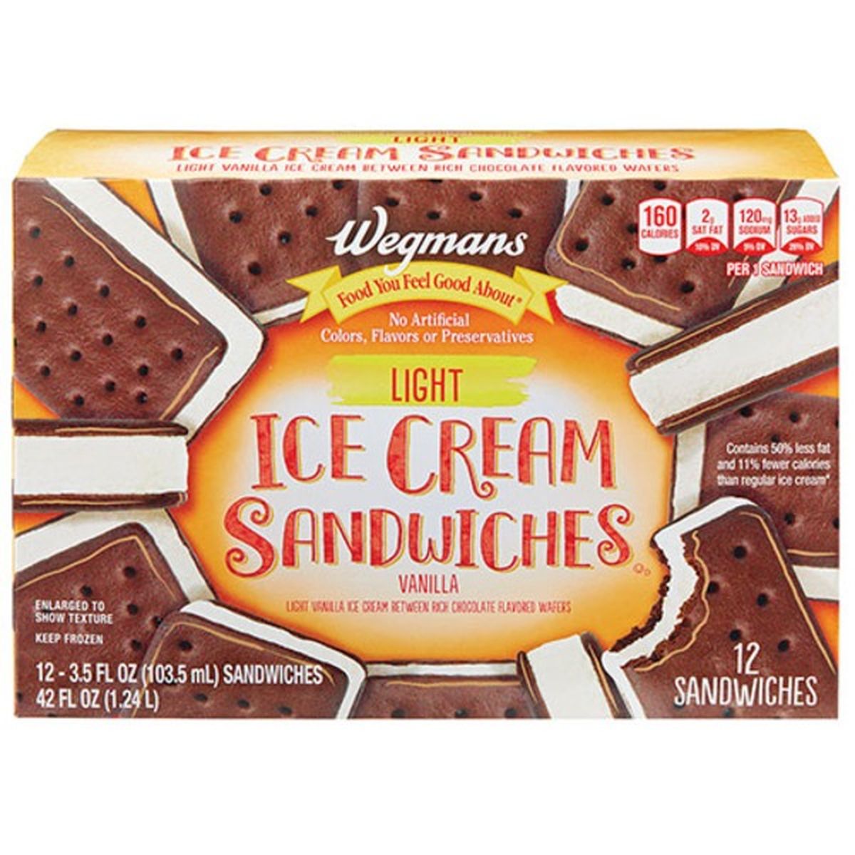 Calories in Wegmans Light Ice Cream Sandwiches, 12 Count