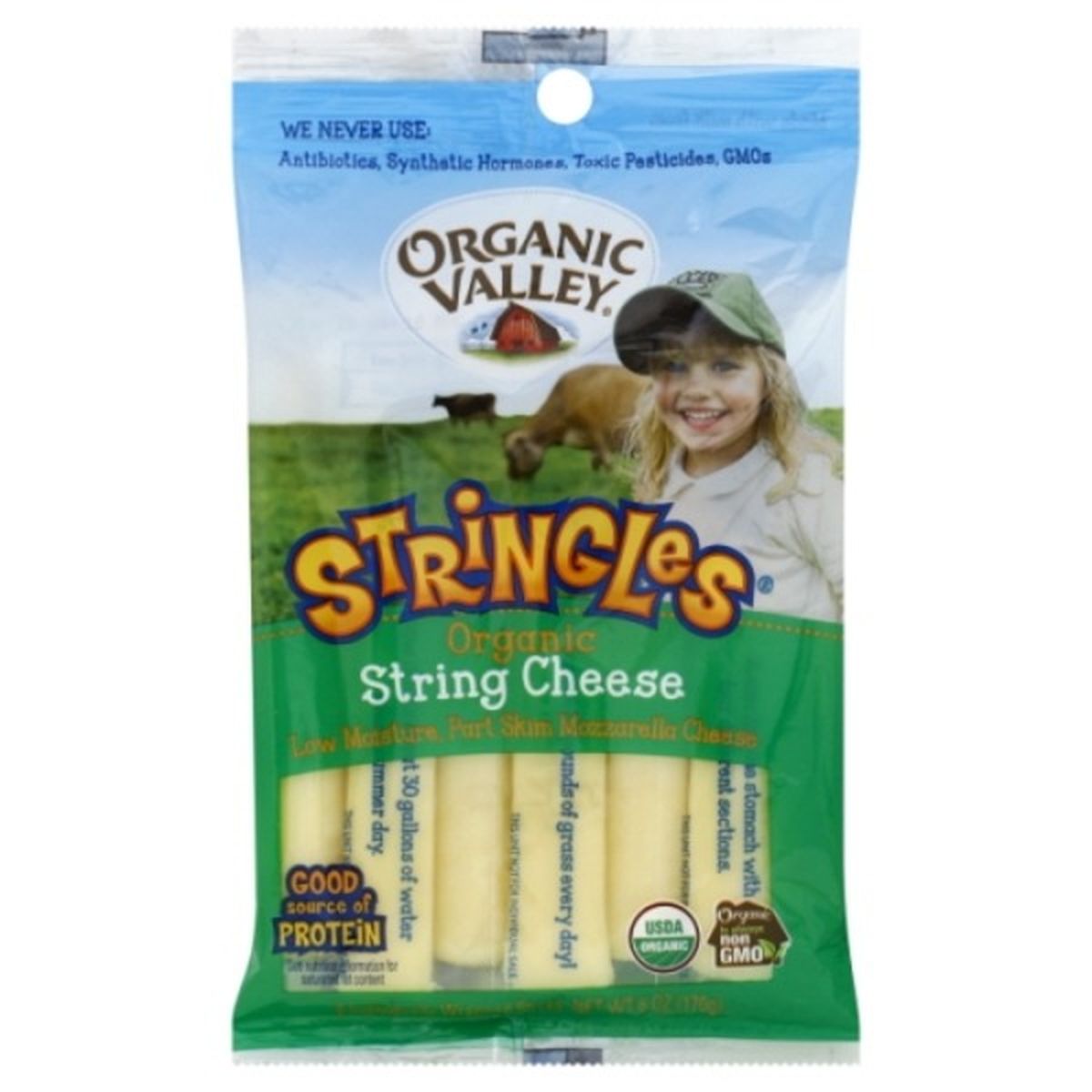 Calories in Organic Valley Stringles String Cheese, Organic, Low Moisture, Mozzarella, Part Skim