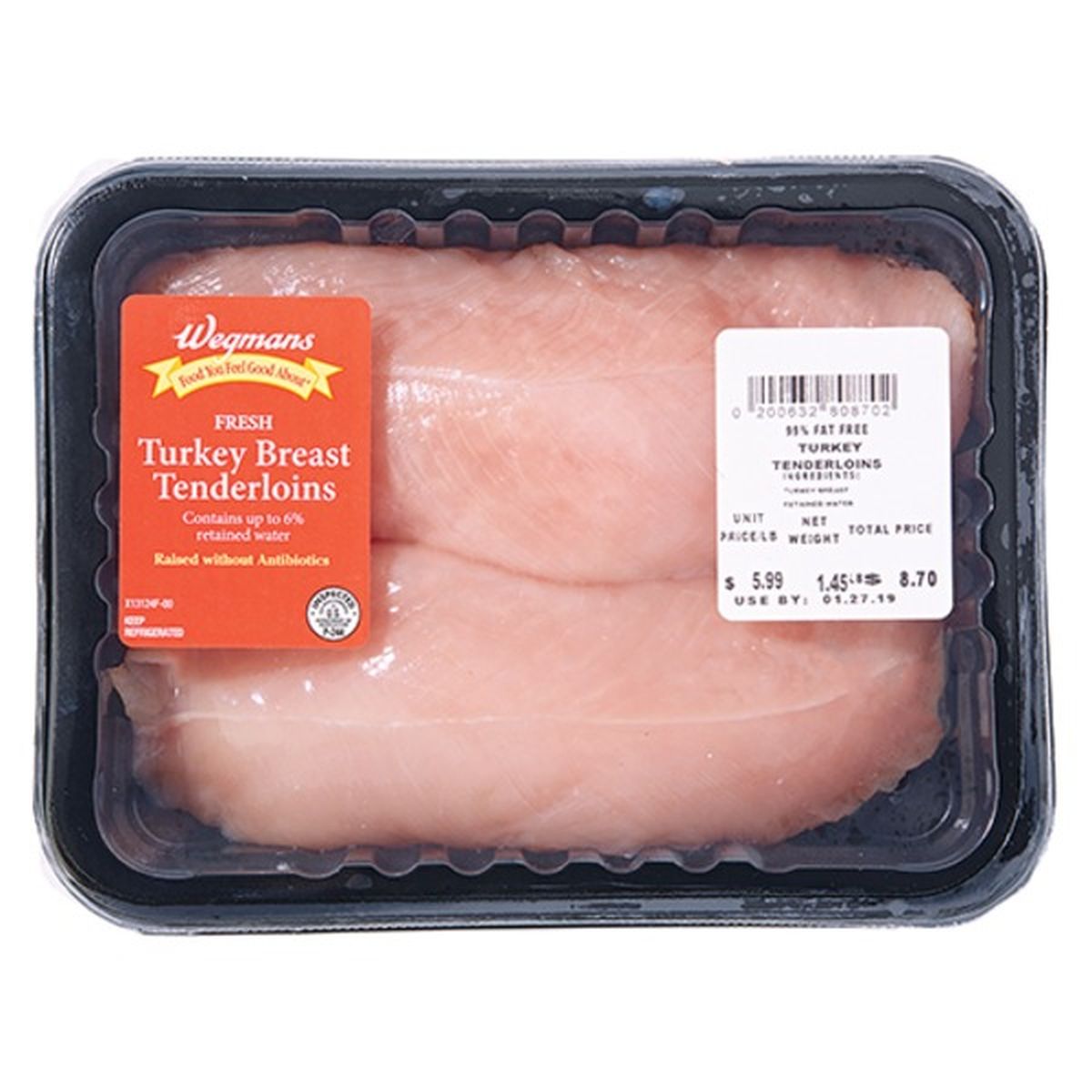 Calories in Wegmans Antibiotic Free Turkey Breast Tenderloin