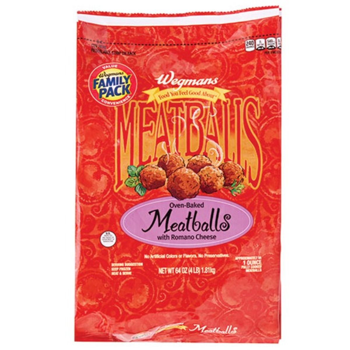 Calories in Wegmans Oven-Baked Meatballs, FAMILY PACK